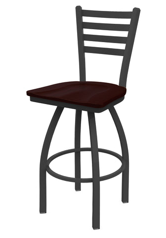 411 Jackie Low Back Swivel Stool Dark Cherry Oak