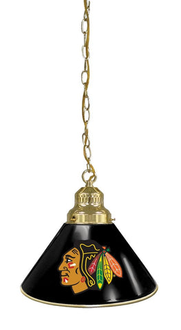 Chicago Blackhawks Pendant Light With Black Shades Brass