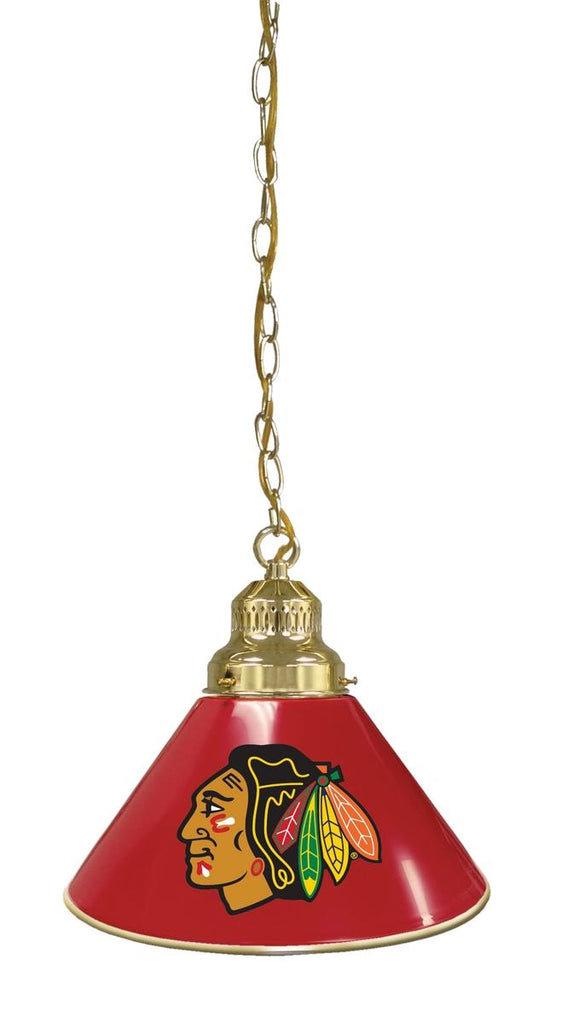 Chicago Blackhawks Pendant Light With Red Shades Brass