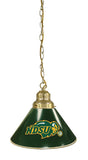 North Dakota State Pendant Light With Green Shades Brass