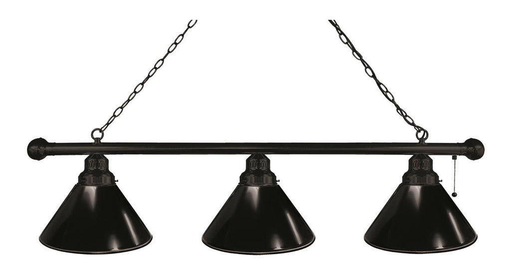 Plain Black 3 Shade Billiard Light Black