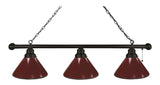 Burgundy 3 Shade Billiard Light Black