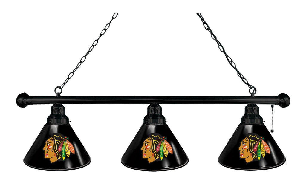 Chicago Blackhawks 3 Shade Billiard Light With Black Shades Black