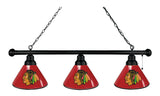 Chicago Blackhawks 3 Shade Billiard Light With Red Shades Black