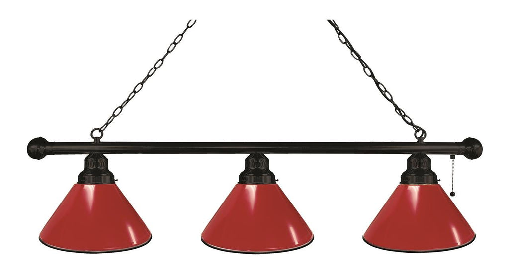 Red 3 Shade Billiard Light Black