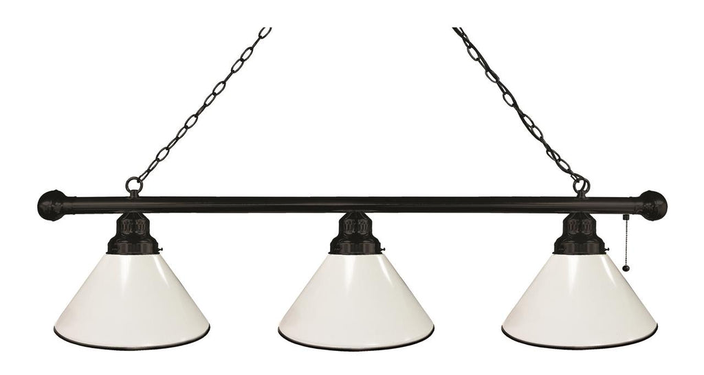 White 3 Shade Billiard Light Black