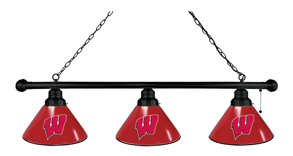 Wisconsin "w" 3 Shade Billiard Light Black