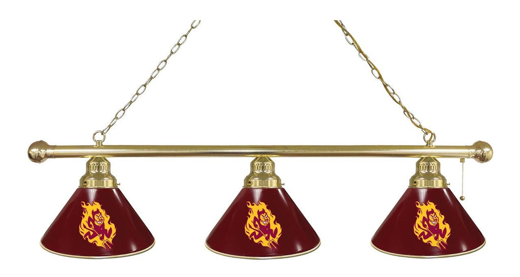 Arizona State 3 Shade Billiard Light With Sparky Logo Brass