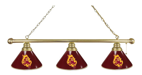 Arizona State 3 Shade Billiard Light With Sparky Logo Brass