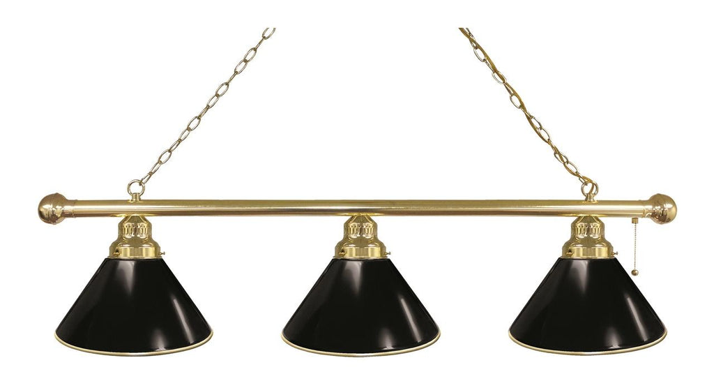 Plain Black 3 Shade Billiard Light Brass