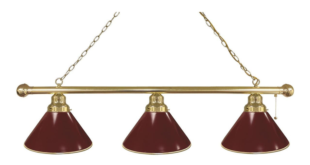 Burgundy 3 Shade Billiard Light Brass