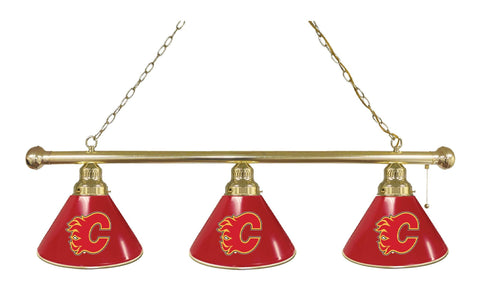 Calgary Flames 3 Shade Billiard Light Brass