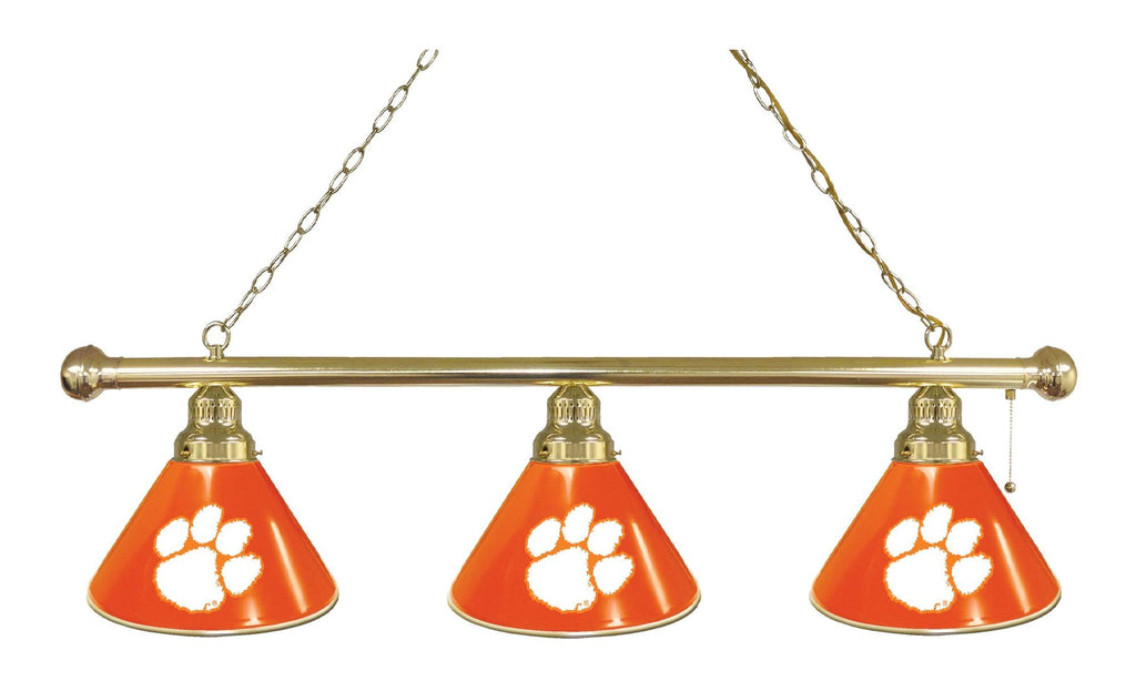 Clemson 3 Shade Billiard Light Brass