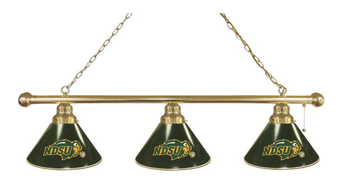 North Dakota State 3 Shade Billiard Light With Green Shades Brass