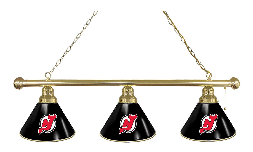 New Jersey Devils 3 Shade Billiard Light Brass