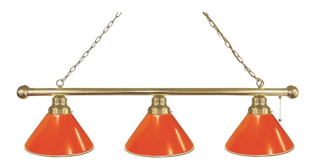 Orange 3 Shade Billiard Light Brass