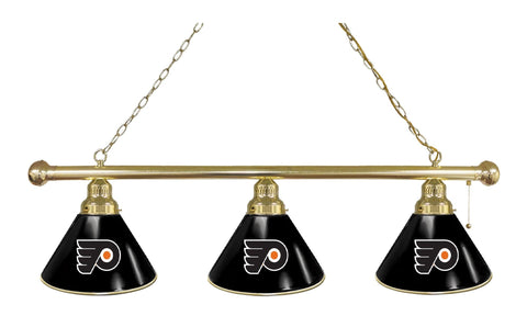 Philadelphia Flyers 3 Shade Billiard Light With Black Shades Brass