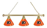 Philadelphia Flyers 3 Shade Billiard Light With Orange Shades Brass