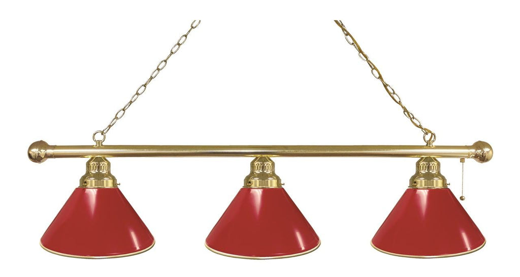 Red 3 Shade Billiard Light Brass