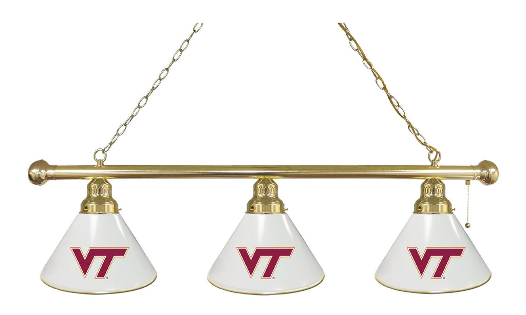 Virginia Tech 3 Shade Billiard Light Brass