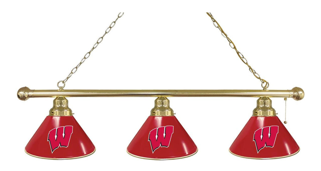 Wisconsin "w" 3 Shade Billiard Light Brass