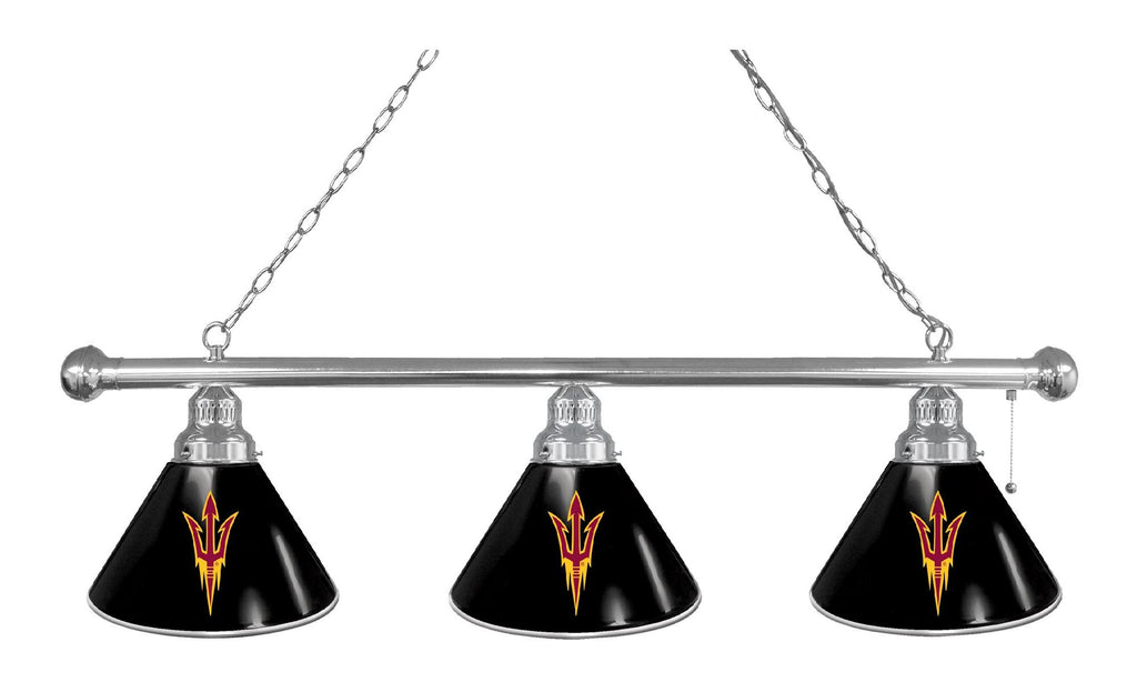 Arizona State 3 Shade Billiard Light With Pitchfork Logo Chrome