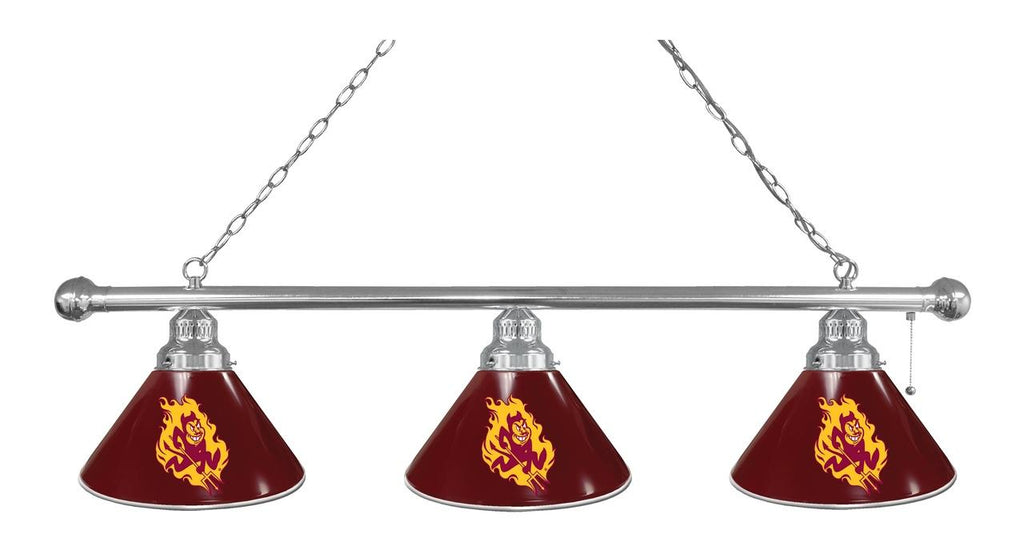 Arizona State 3 Shade Billiard Light With Sparky Logo Chrome