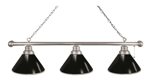 Plain Black 3 Shade Billiard Light Chrome