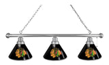 Chicago Blackhawks 3 Shade Billiard Light With Black Shades Chrome