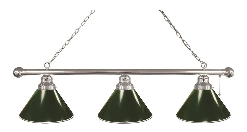 Green 3 Shade Billiard Light Chrome