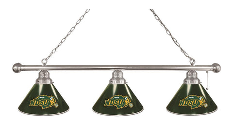 North Dakota State 3 Shade Billiard Light With Green Shades Chrome