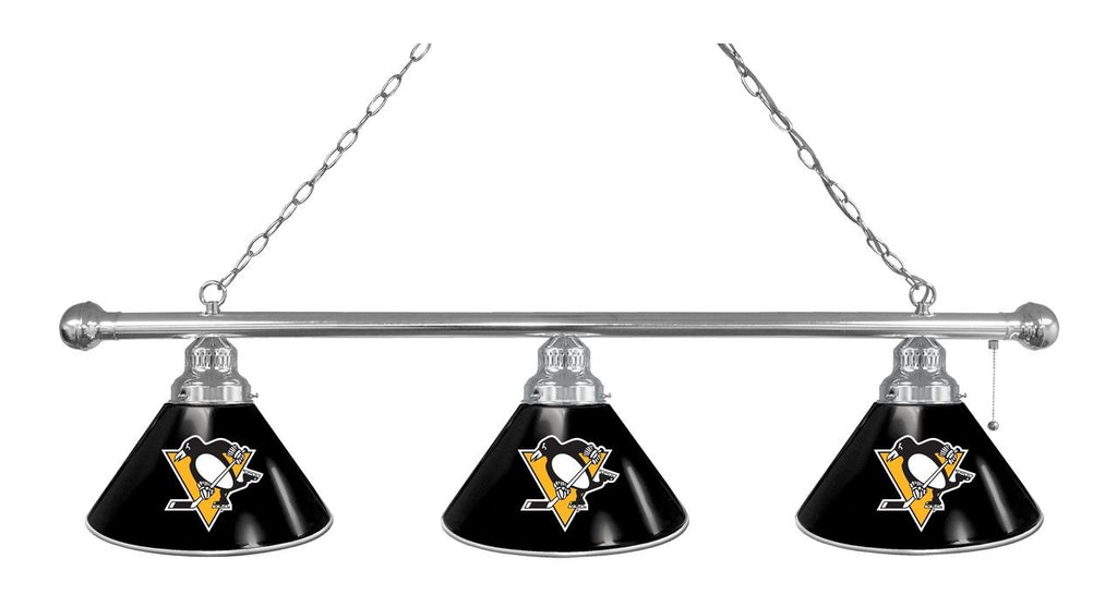 Pittsburgh Penguins 3 Shade Billiard Light Chrome