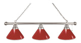 Red 3 Shade Billiard Light Chrome