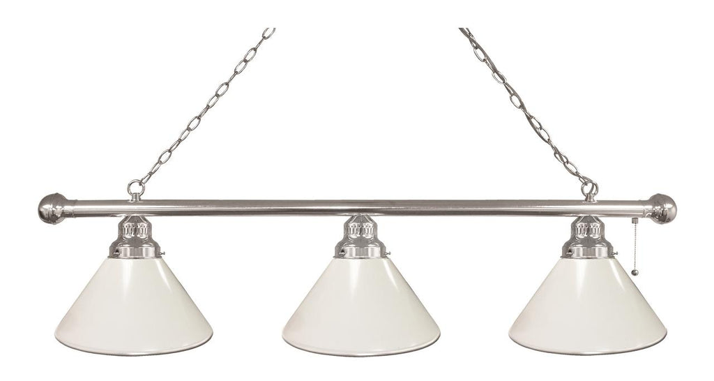 White 3 Shade Billiard Light Chrome