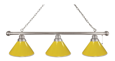 Yellow 3 Shade Billiard Light Chrome