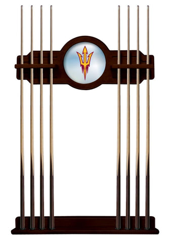 Arizona State Cue Rack In English Tudor Finish With Pitchfork Logo