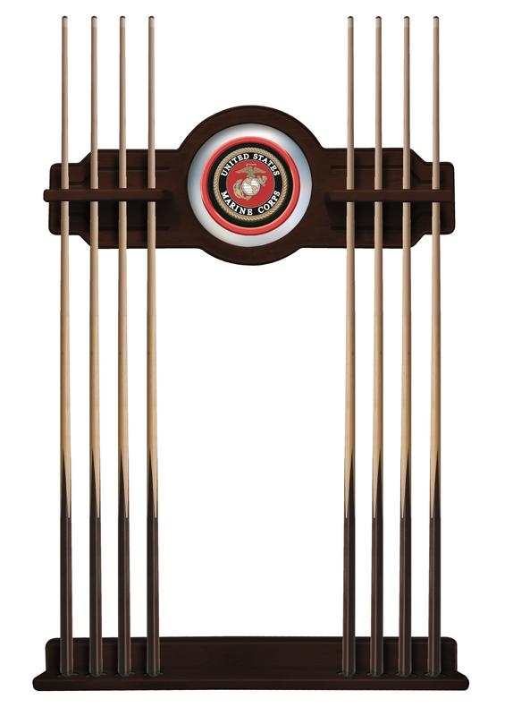 U.s. Marines Cue Rack In English Tudor Finish