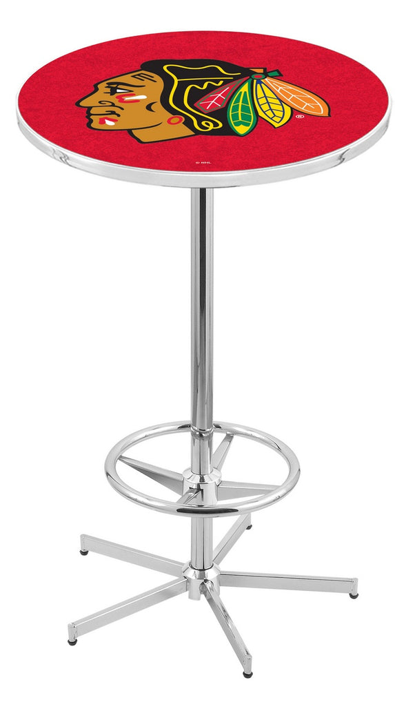 Chicago Blackhawks Pub Table W-red Background