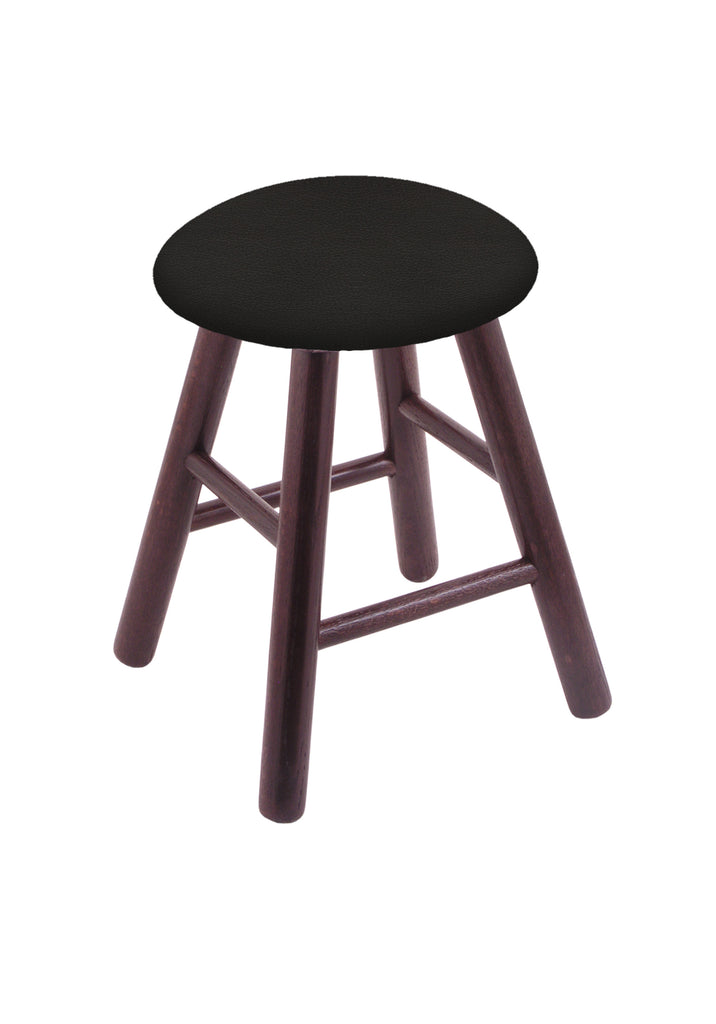 Oak Vanity Stool In Dark Cherry Finish With Canter Espresso Seat