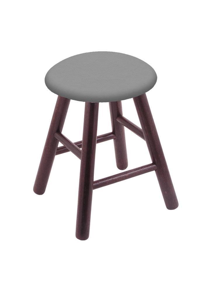 Oak Vanity Stool In Dark Cherry Finish With Canter Folkstone Grey Seat