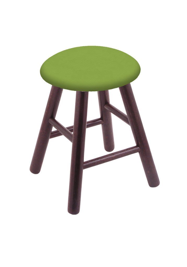 Oak Vanity Stool In Dark Cherry Finish With Canter Kiwi Green Seat