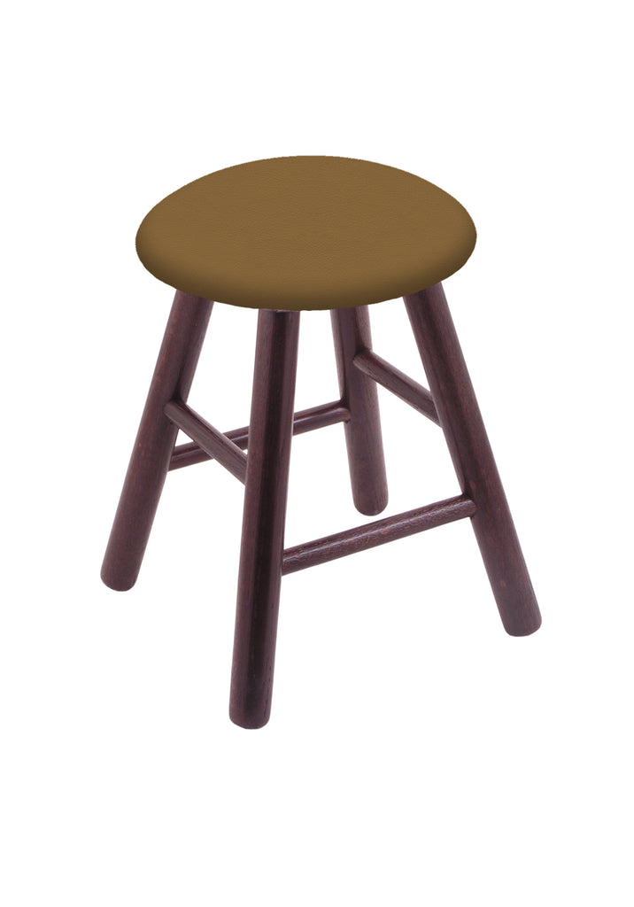 Oak Vanity Stool In Dark Cherry Finish With Canter Saddle Seat