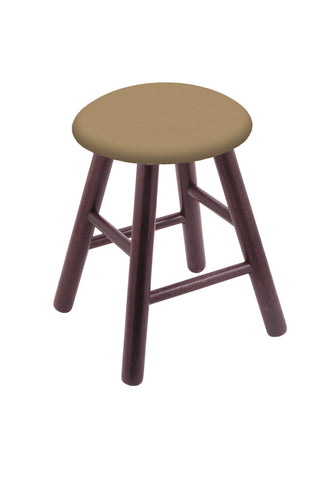 Oak Vanity Stool In Dark Cherry Finish With Canter Sand Seat