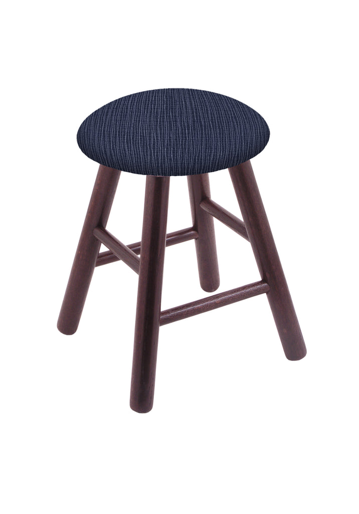 Oak Vanity Stool In Dark Cherry Finish With Graph Anchor Seat