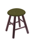 Oak Vanity Stool In Dark Cherry Finish With Graph Parrot Seat