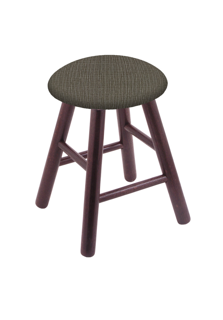 Oak Vanity Stool In Dark Cherry Finish With Graph Chalice Seat