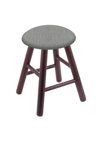 Oak Vanity Stool In Dark Cherry Finish With Graph Alpine Seat