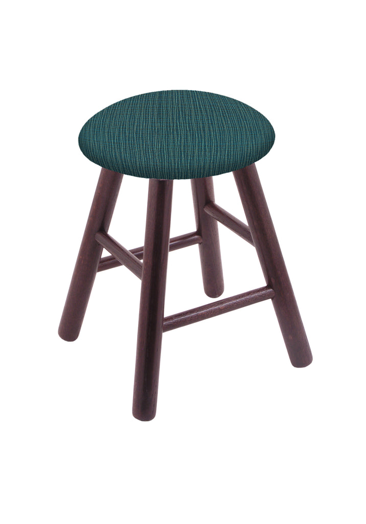 Oak Vanity Stool In Dark Cherry Finish With Graph Tidal Seat