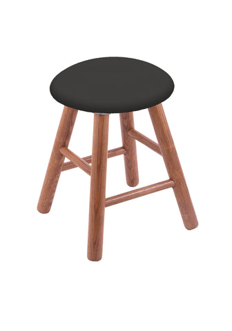 Oak Vanity Stool In Medium Finish With Canter Iron Seat