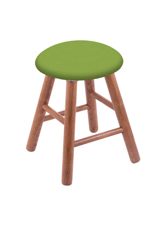 Oak Vanity Stool In Medium Finish With Canter Kiwi Green Seat